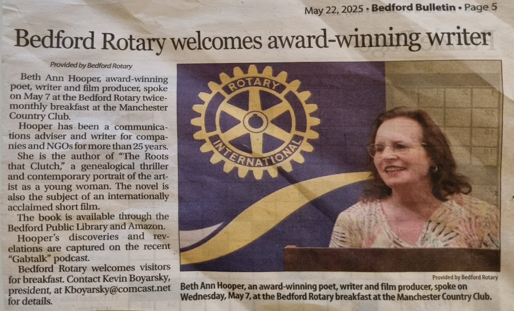 Bedford Bulletin - Beth Ann Hooper - The Roots That Clutch